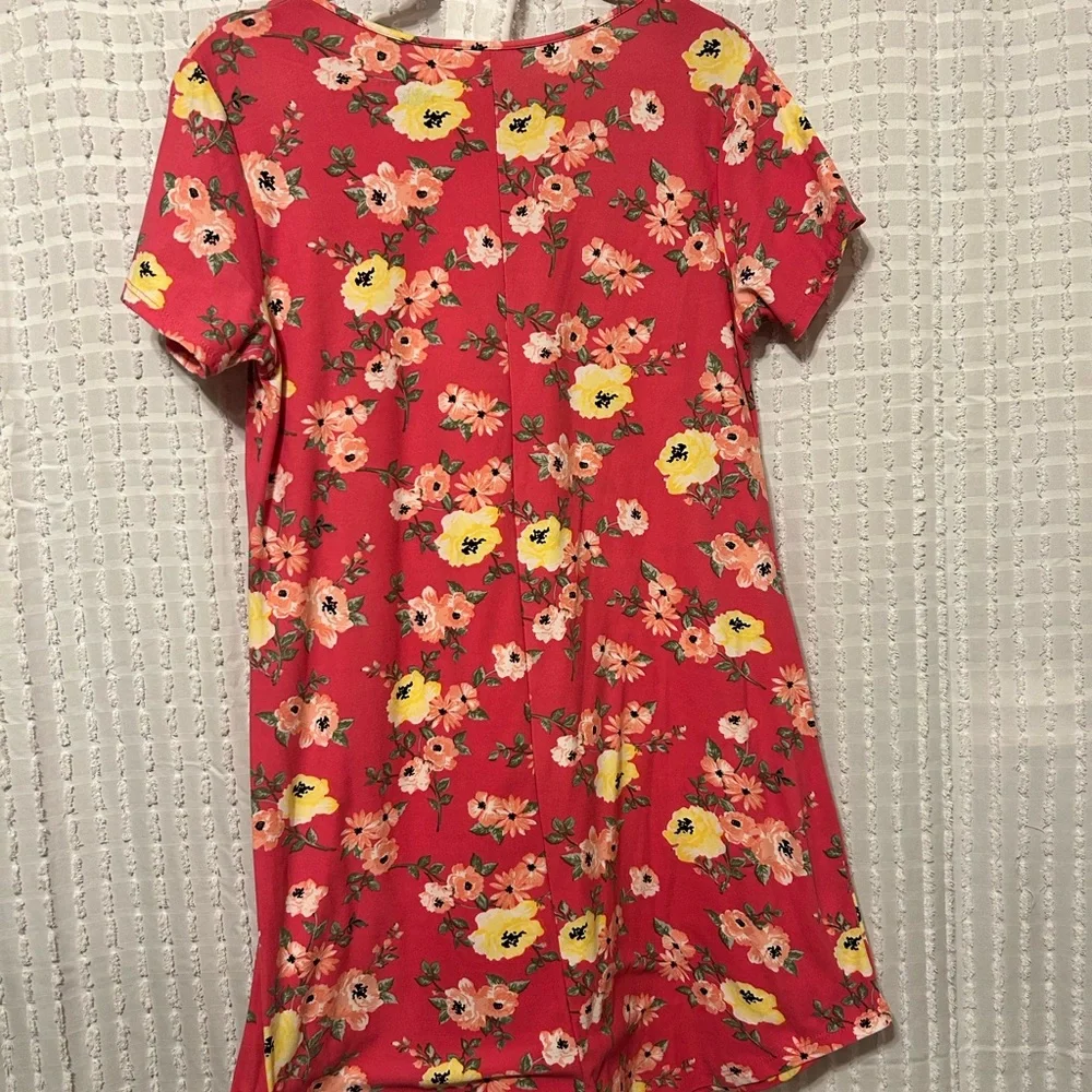 Bobbie Brooks Womens Medium Pink‎ Floral Tunic Tee Shirt Dress
